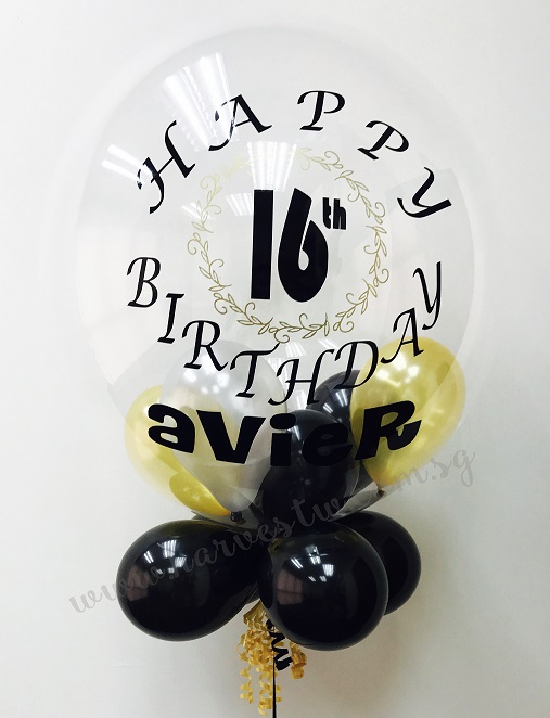 Customised Birthday Age Elegant Print on Bubble Balloon Customised Birthday Age Elegant Print on Bubble Balloon